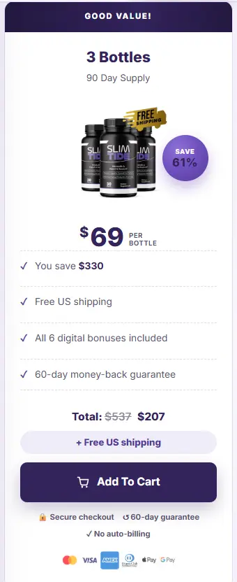 SlimTide three bottles order